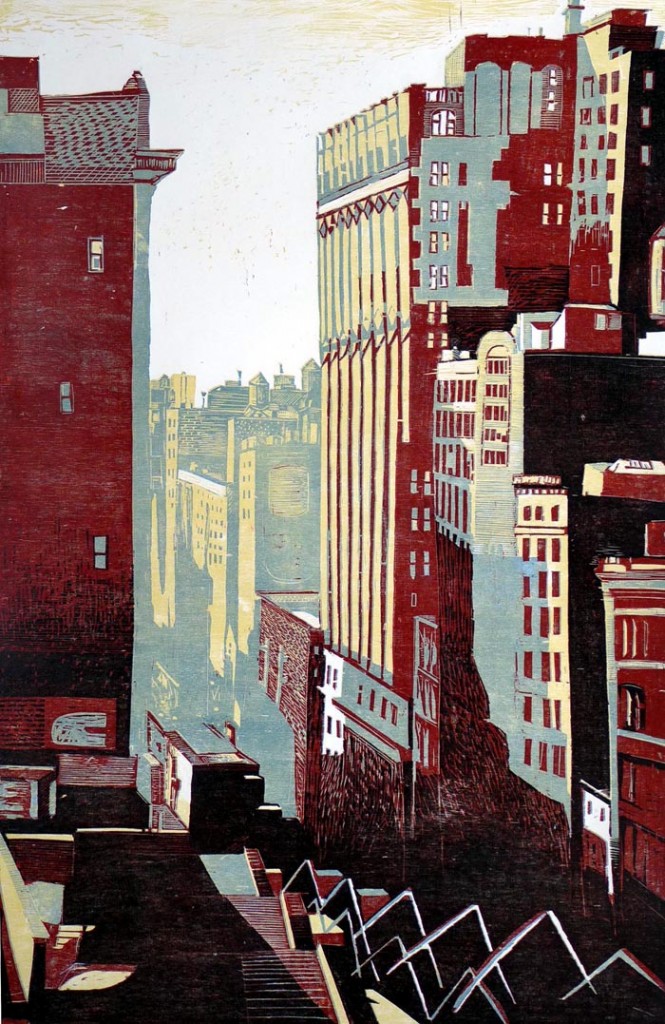 Vue du Flatiron Buiding New York - Bois gravé en 4 couleurs - 120x80 cm - 2010 - Collection particulière